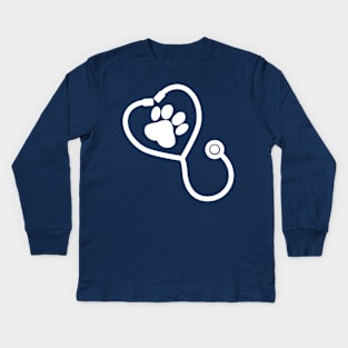 stethoscope with paw print Kids Long Sleeve T-Shirt